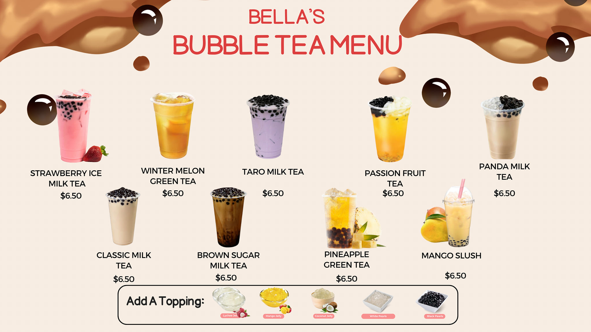 Bella restaurant and bar Menu