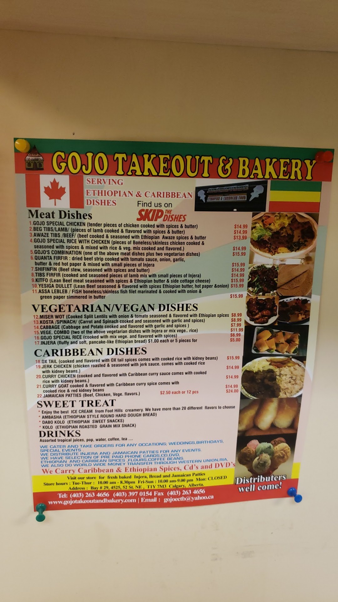 Gojo Takeout & Bakery Ltd Menu