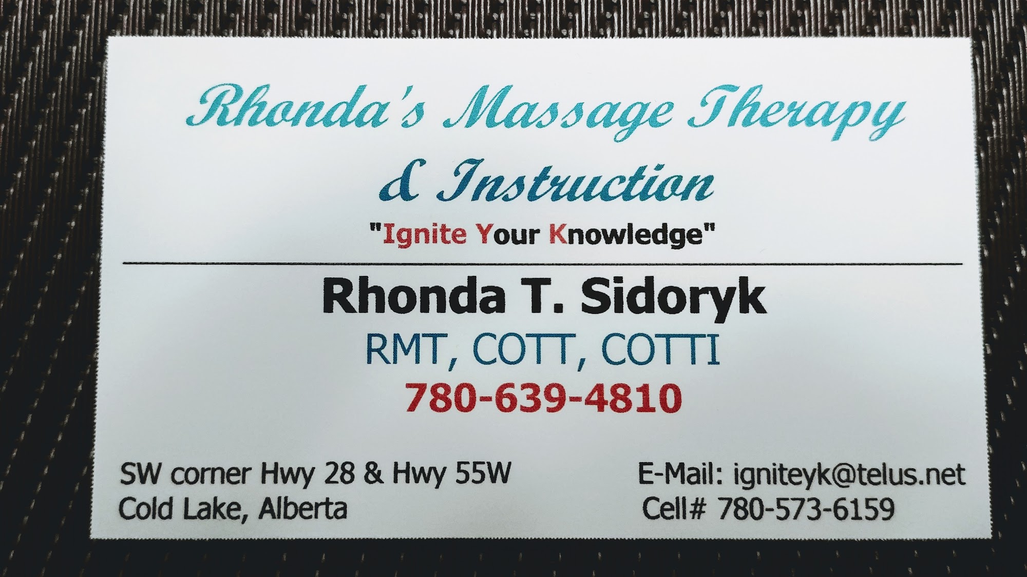 Rhonda's Massage Therapy & Instruction 2801 AB-55, Cold Lake Alberta T9M 1P4