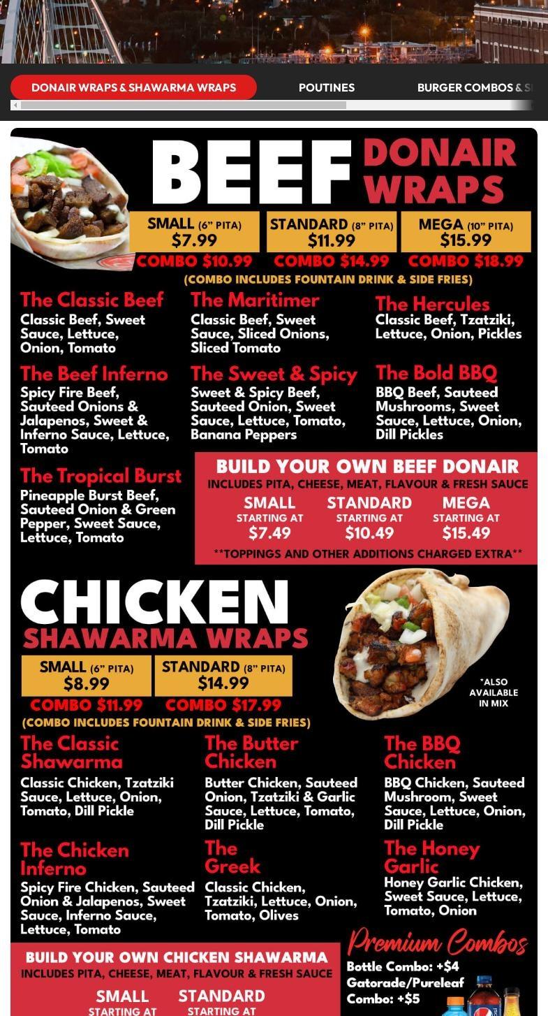 Primetime Donair & Poutine Menu