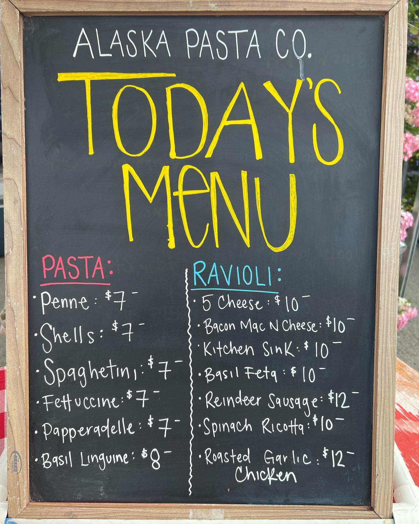 Alaska Pasta Company Menu