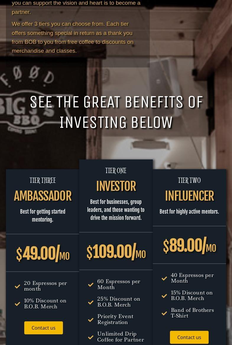 Band of Brothers Alaska Menu