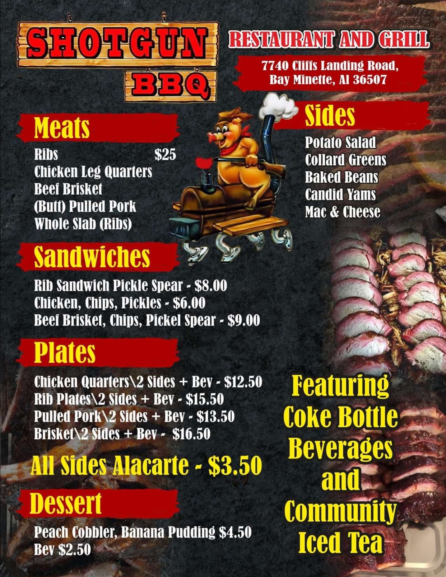Shotgun BBQ Restaurant and Grill Menu