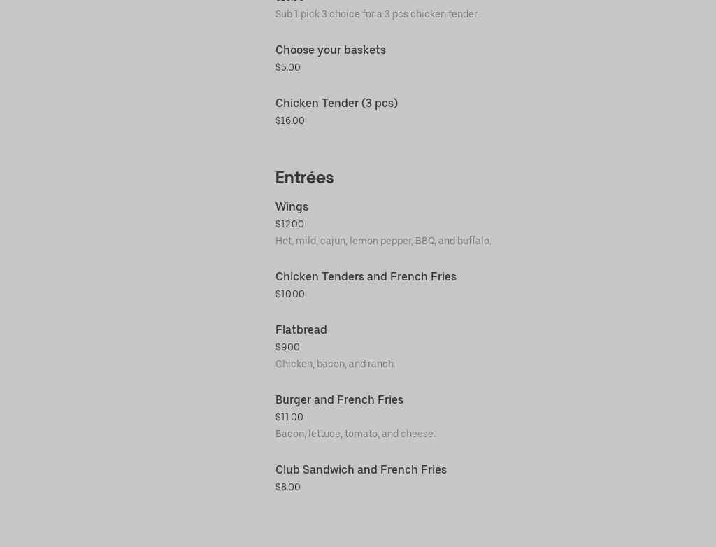 Jake's Bar & Grill Menu