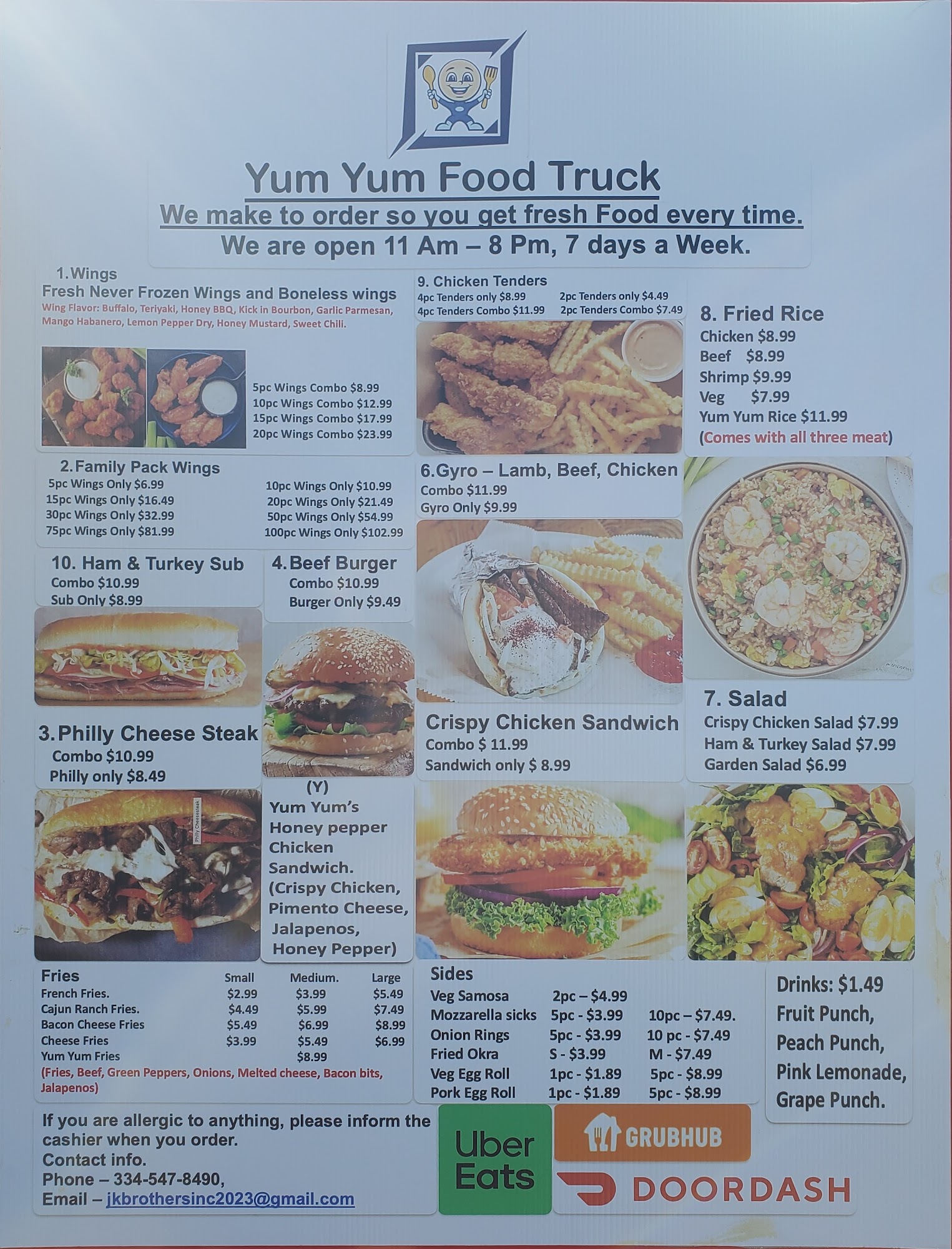 Yum Yum Foods Menu