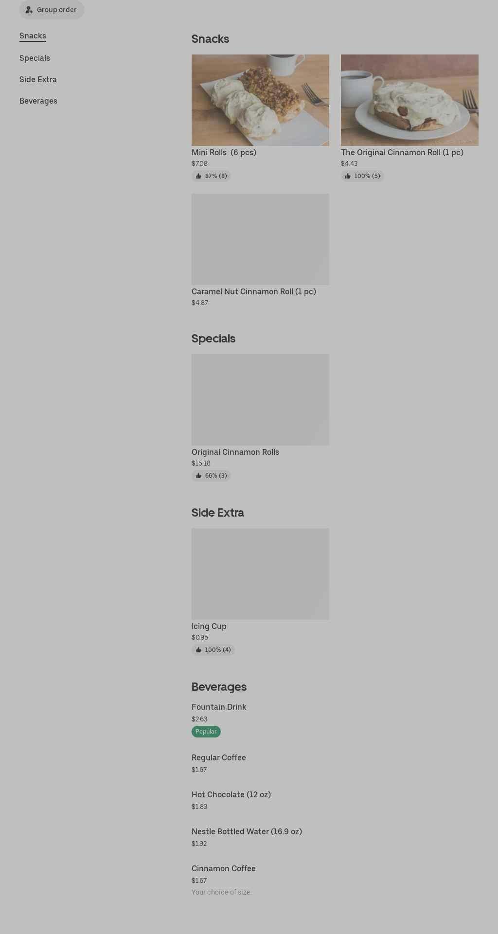 Cindy's Cinnamon Rolls Inc Menu