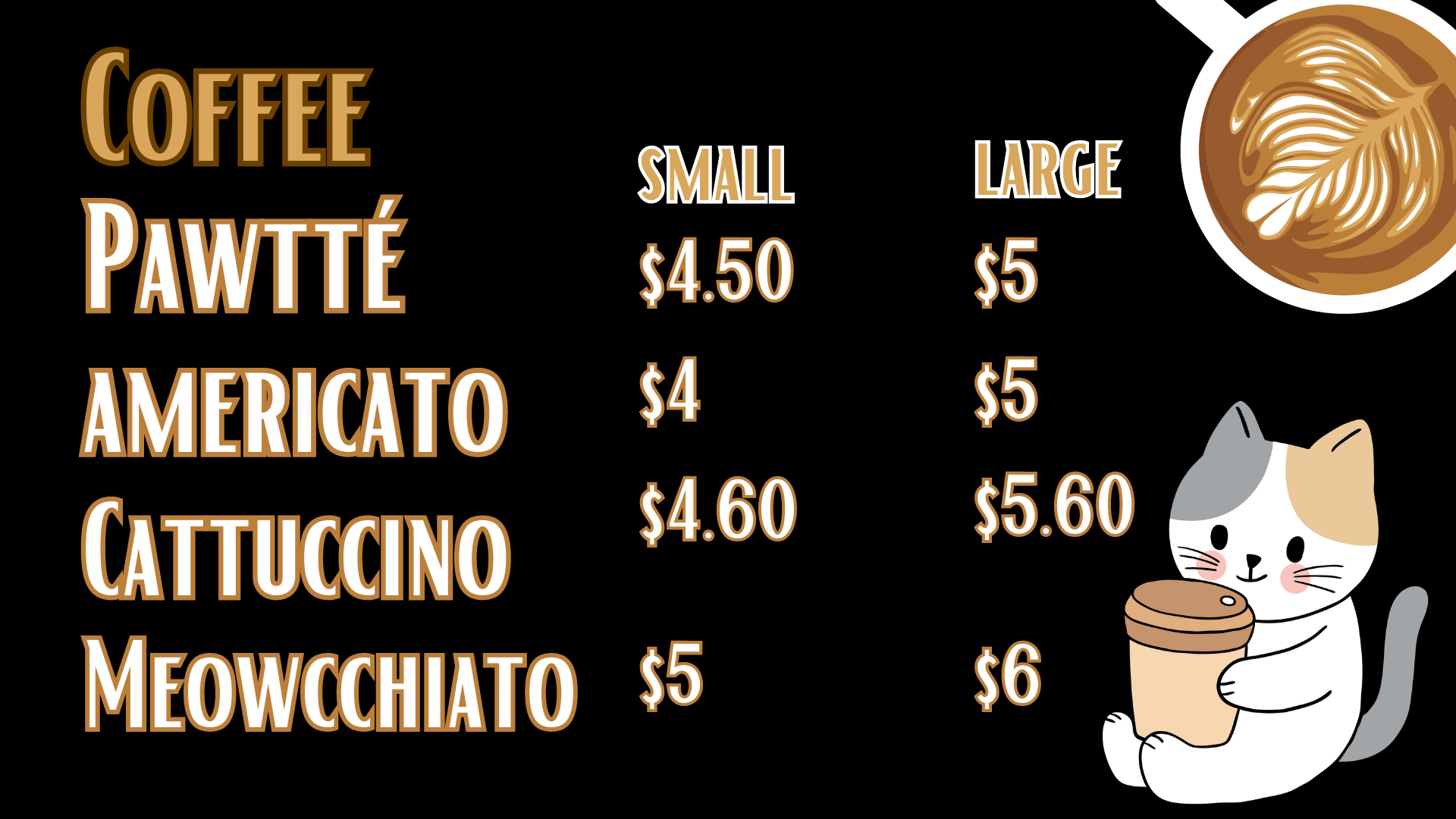 Gibson's Cat Café Menu