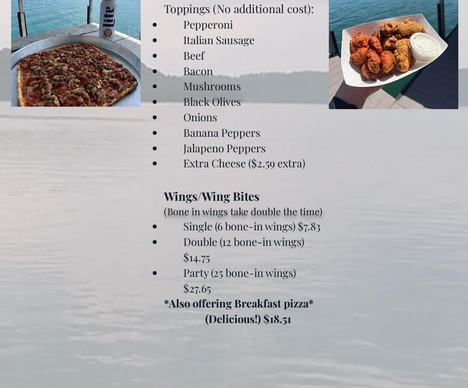 Starkey Marina Menu