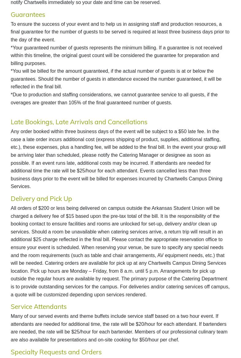 Ozark Catering Company Menu