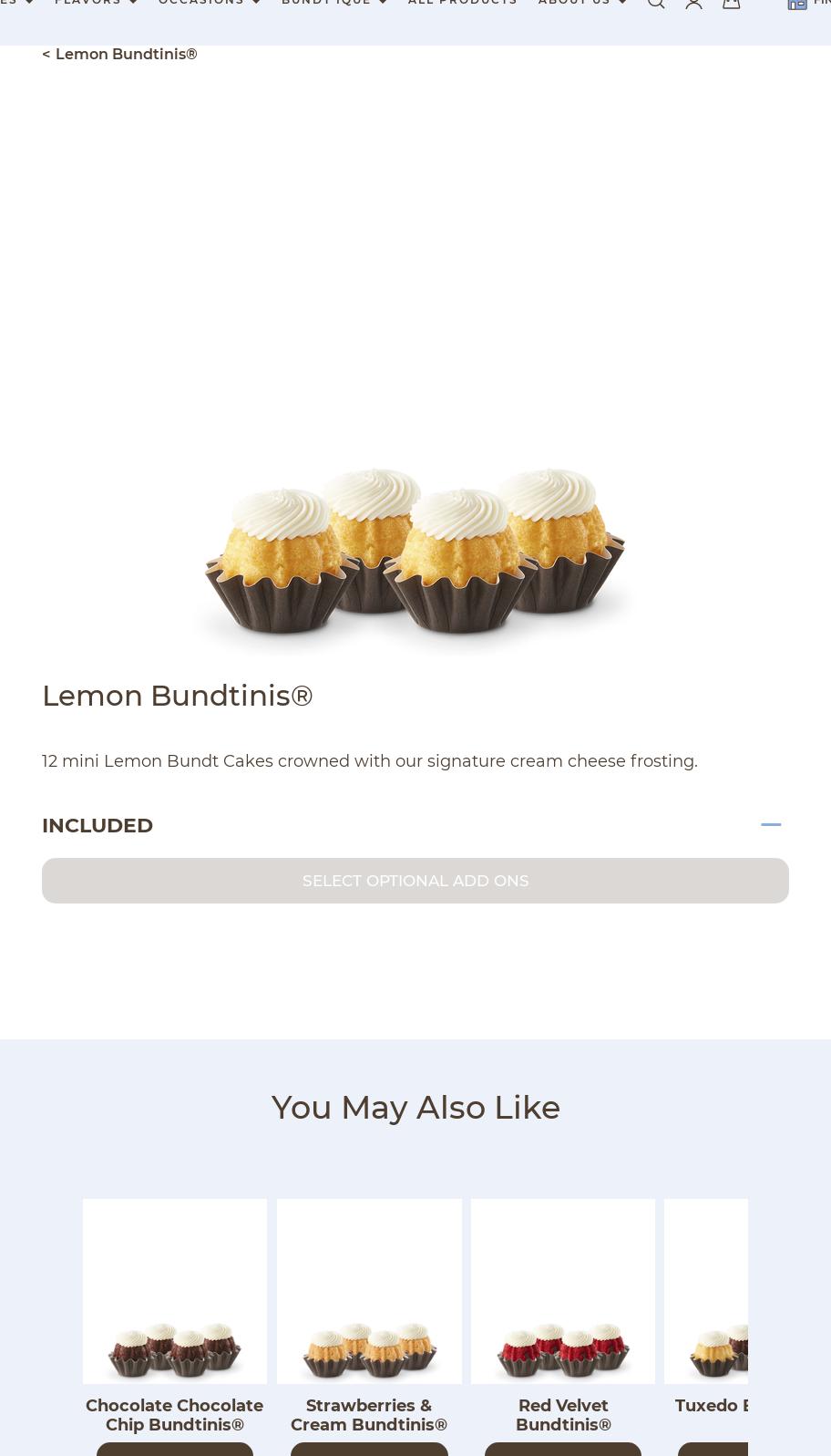 Nothing Bundt Cakes Menu