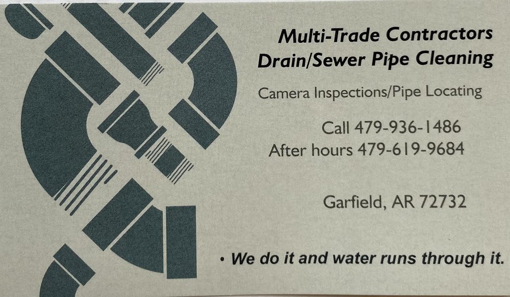 Multi Trade Contractors Sewer and Drain Cleaning 14904 Alvin Seamster Rd, Garfield Arkansas 72732