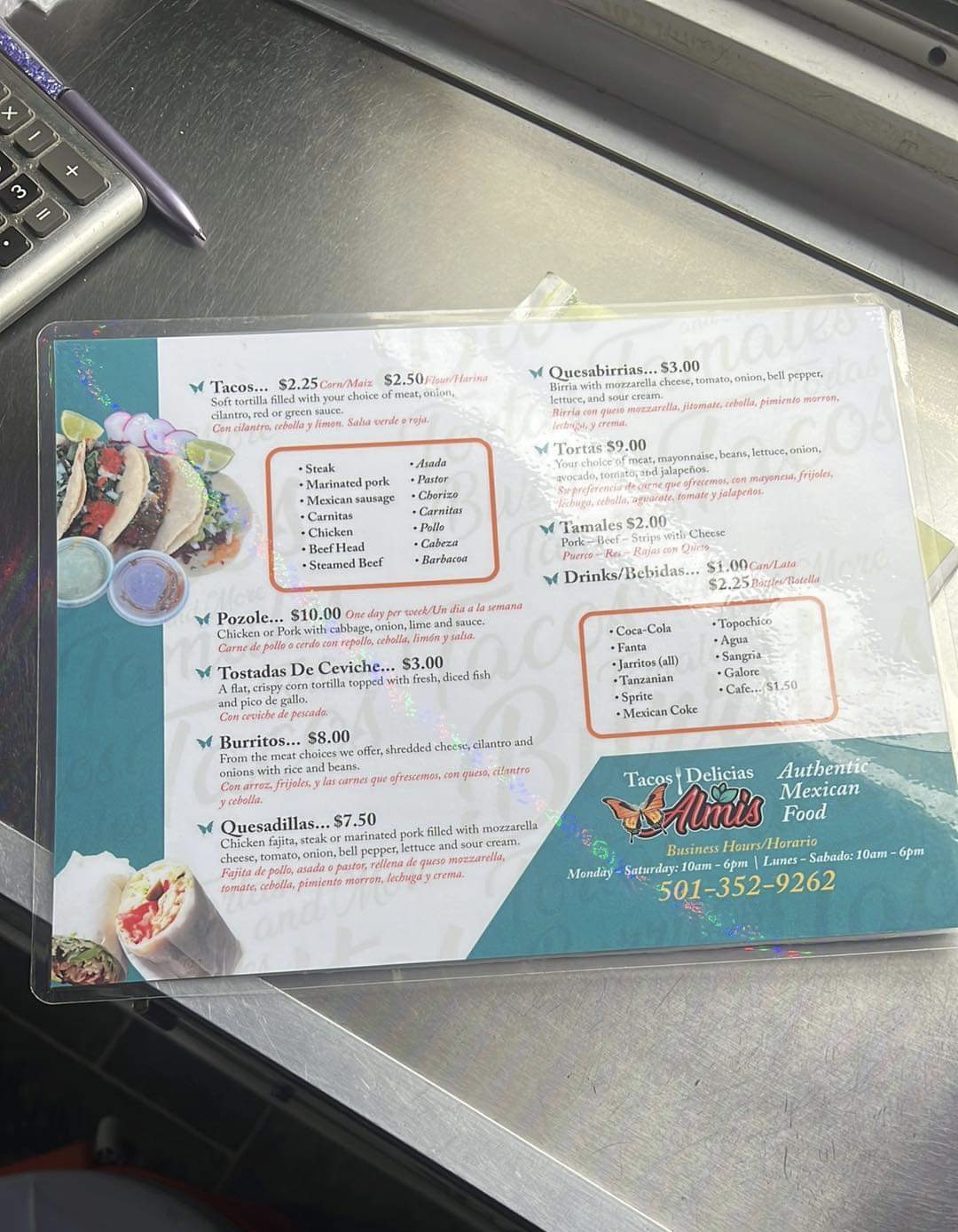 Tacos y Delicias Almís Menu