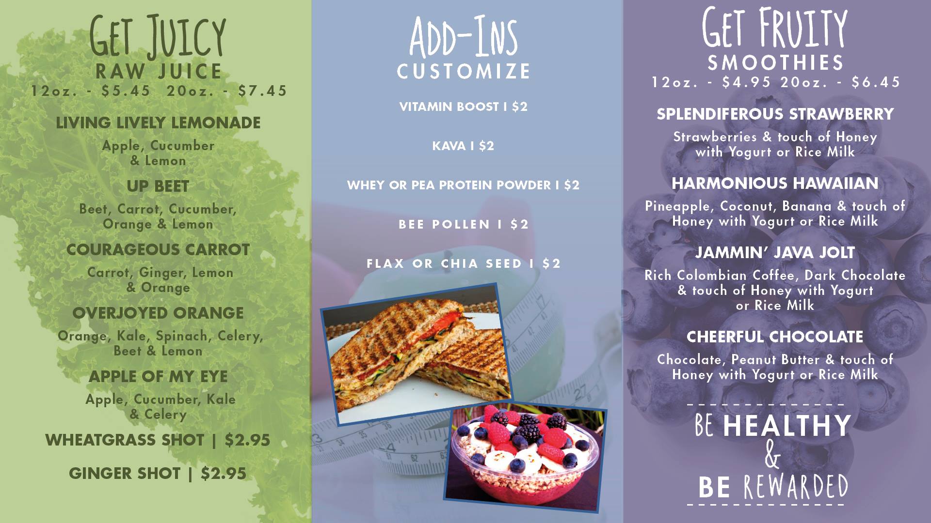 Health Bap Cafe Menu