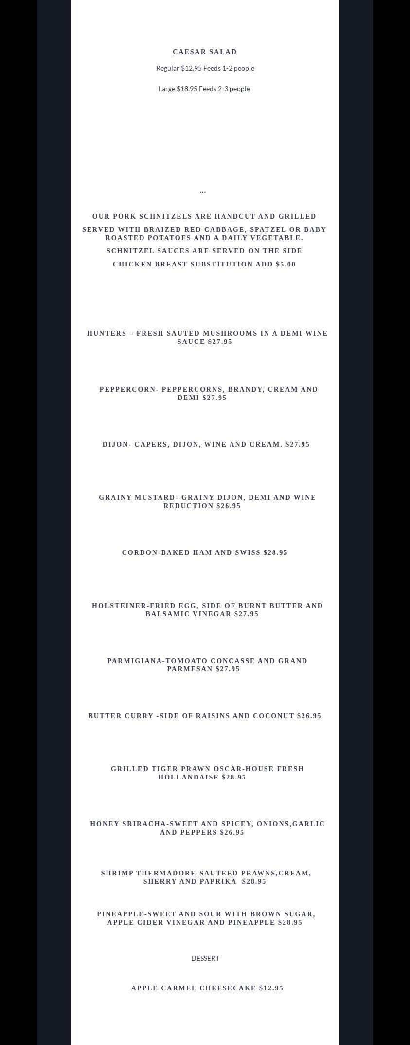 Bisque Menu