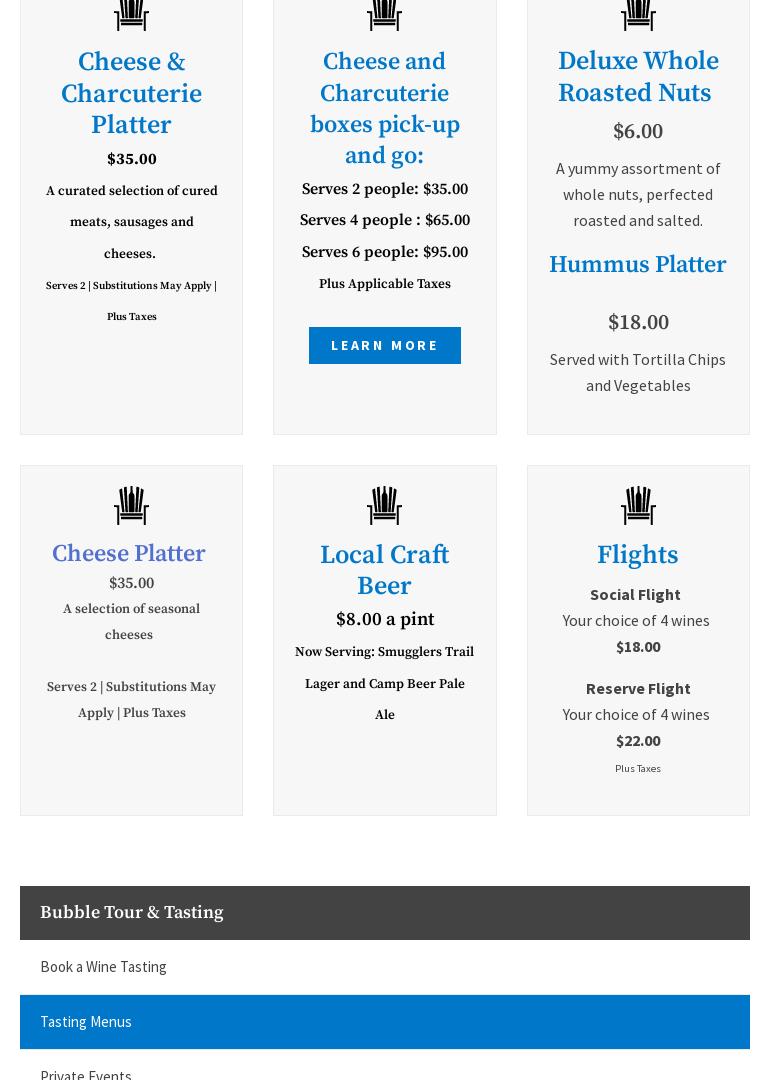 Backyard Vineyards Menu