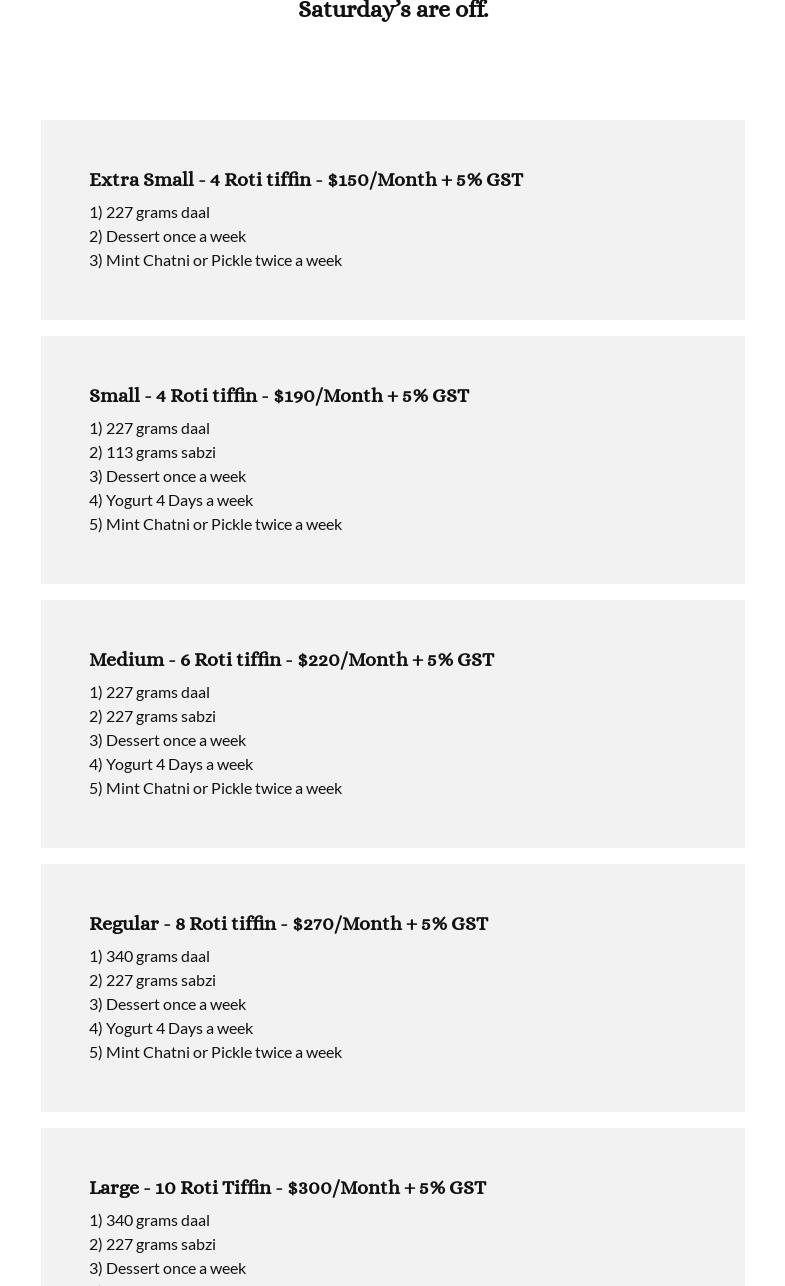 ASH Food Services Menu