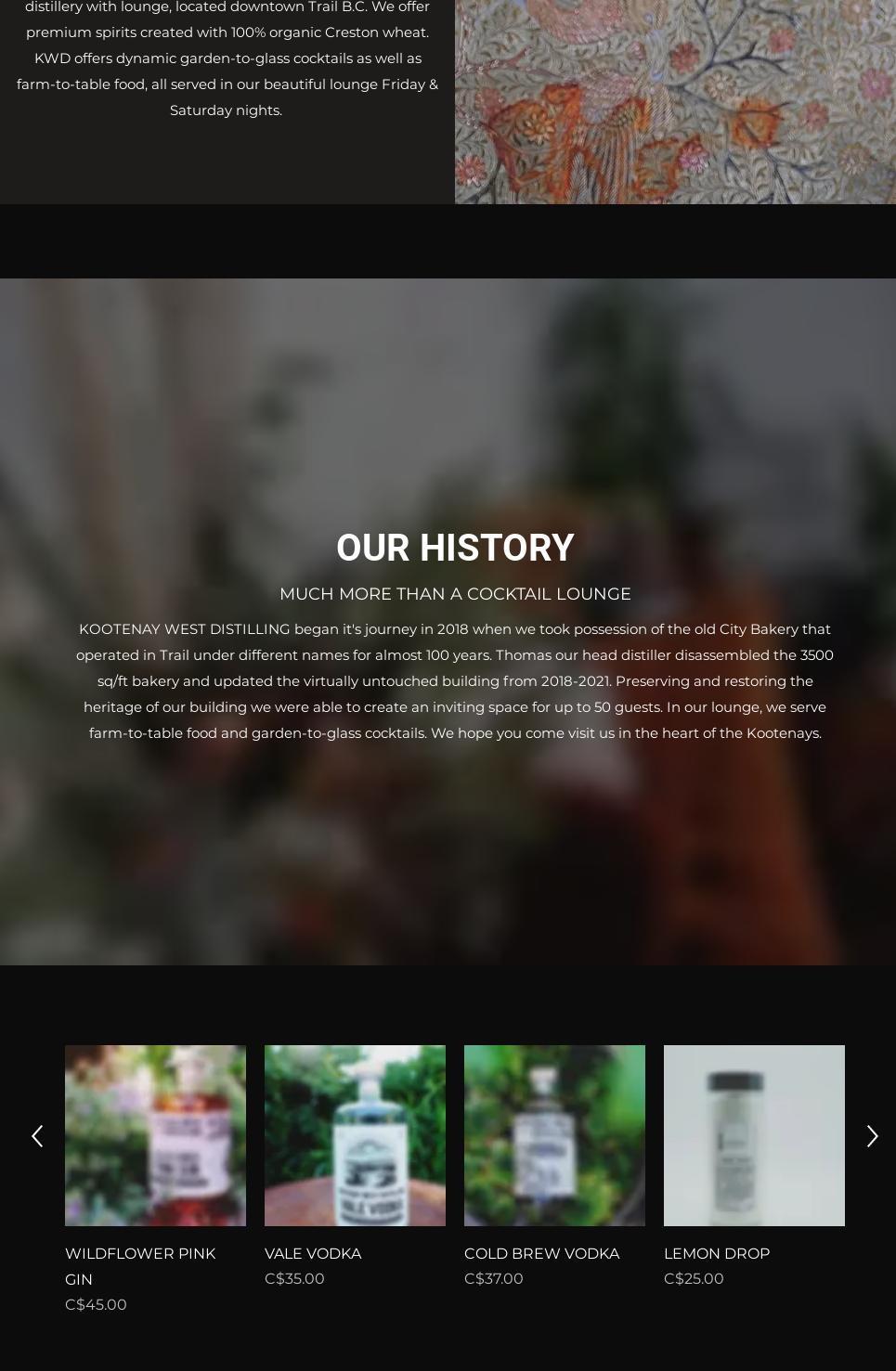 Kootenay West Distilling Menu