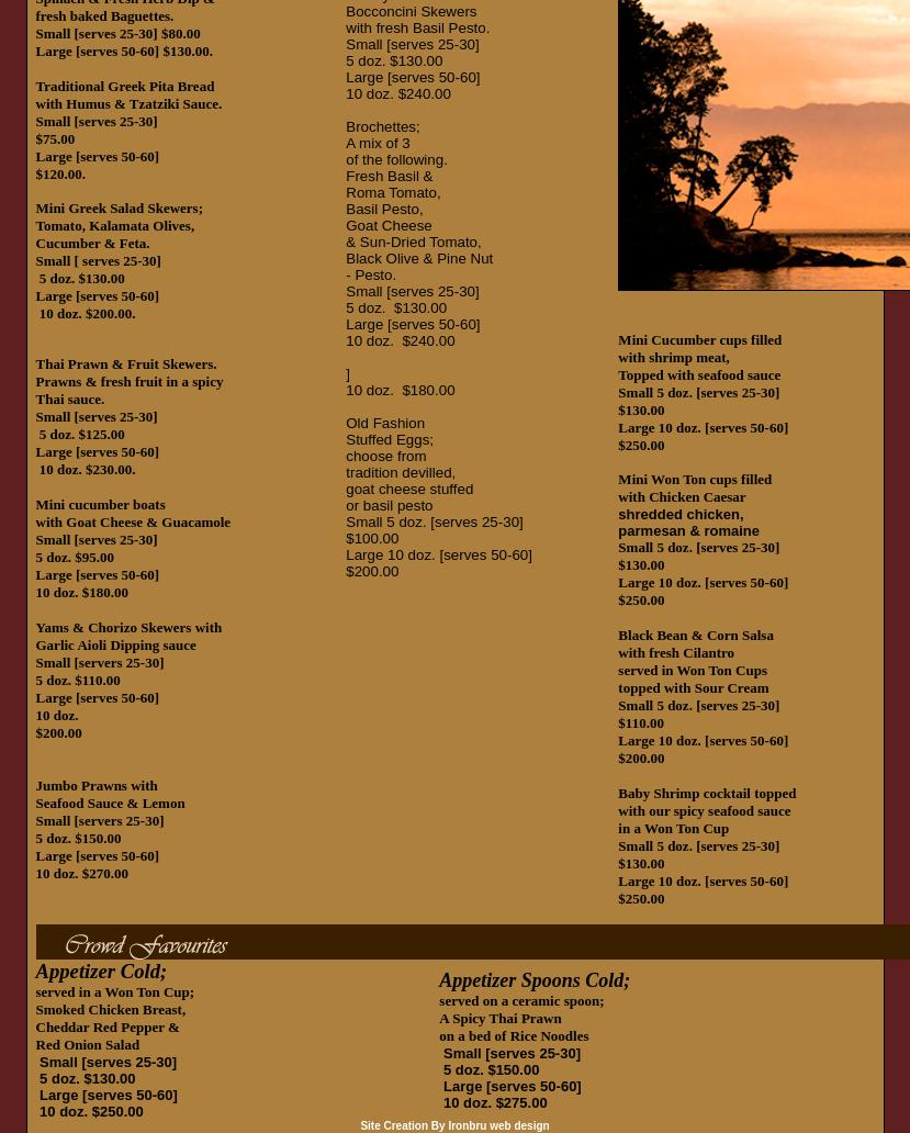 “The Retired Chef” Moonlight Catering Menu