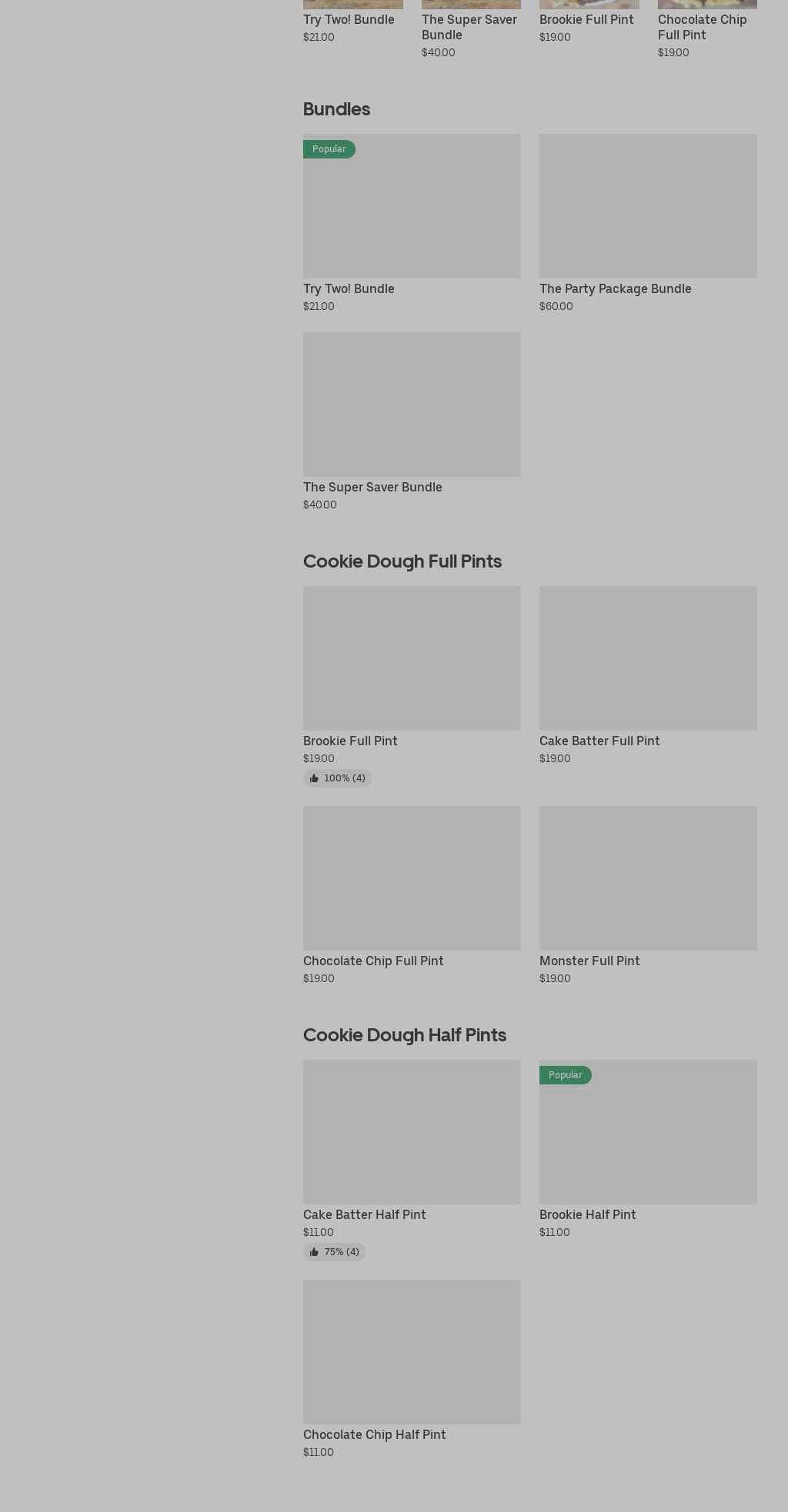 Scooped Cookie Dough Bar Express Menu