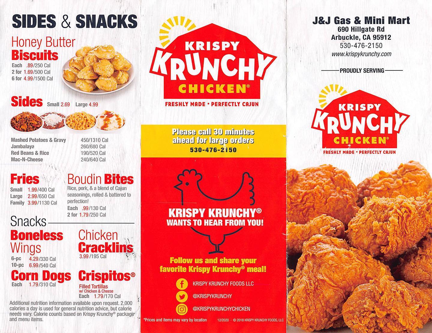 Krispy Krunchy Chicken Menu