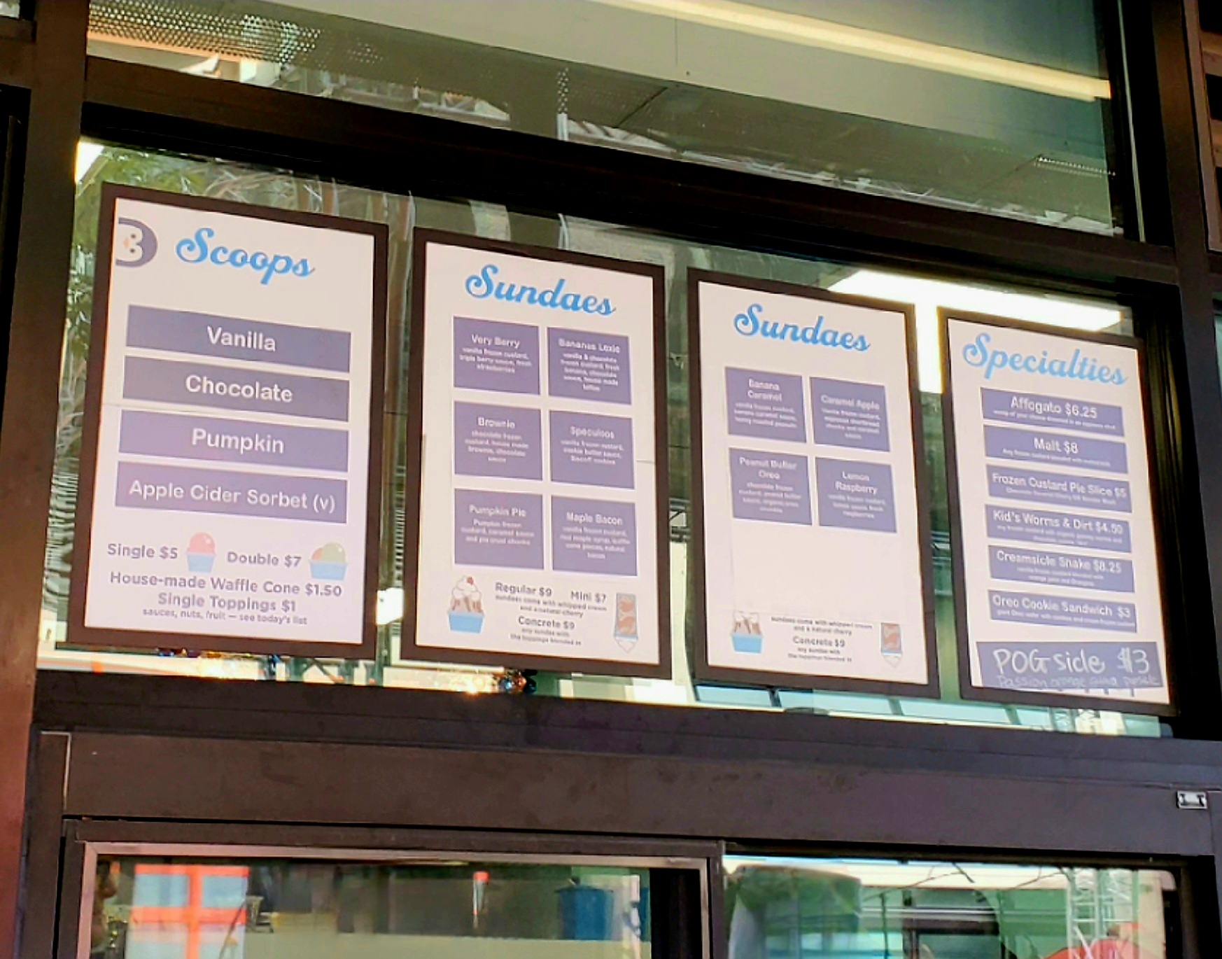 Lexie's Frozen Custard Menu