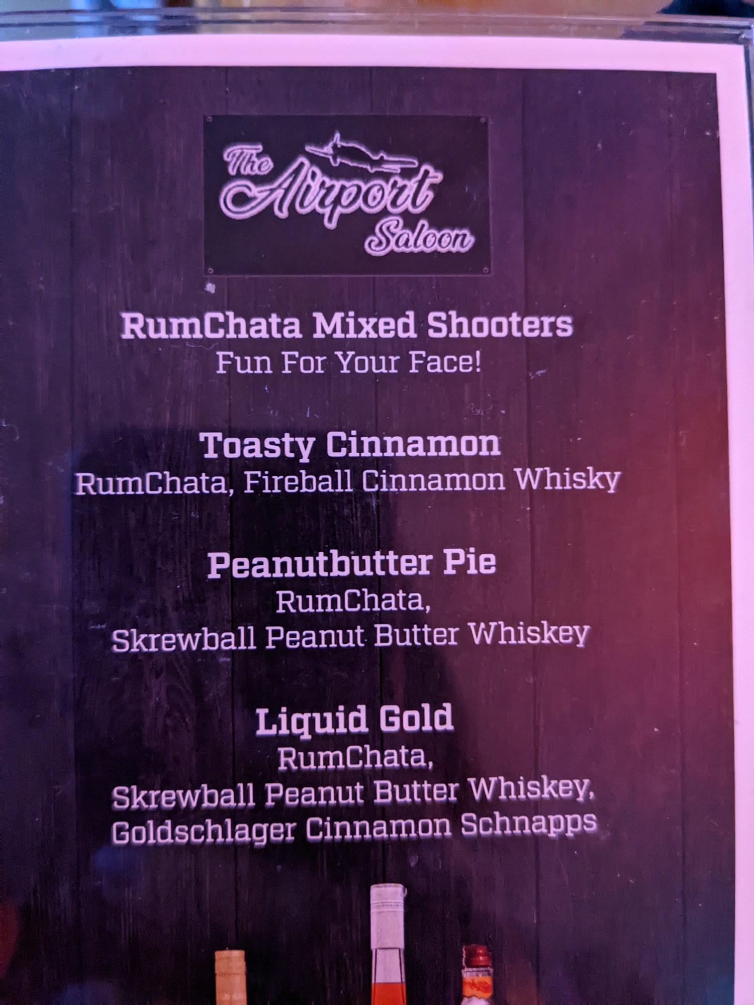 The Airport Saloon Menu