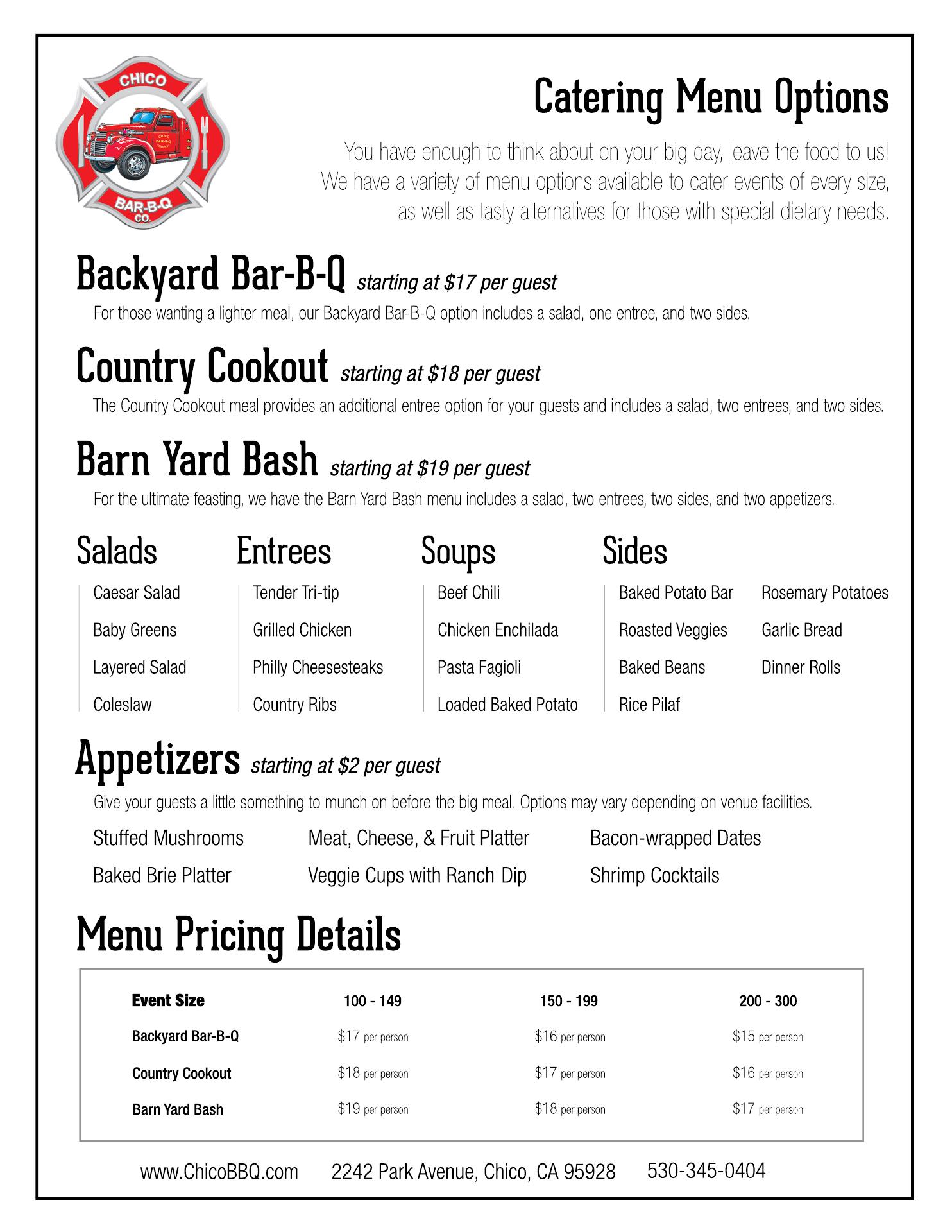 Chico Bar-B-Q Co. Menu