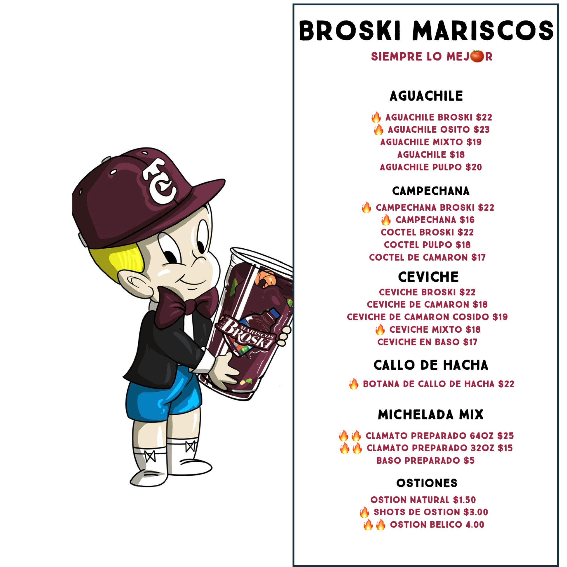 Broski Mariscos Menu