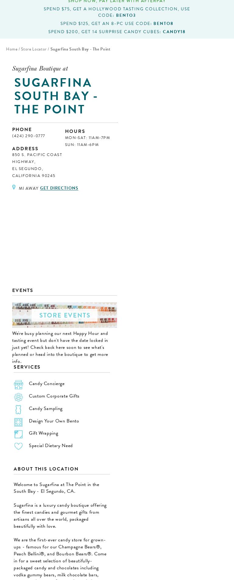 Sugarfina Menu