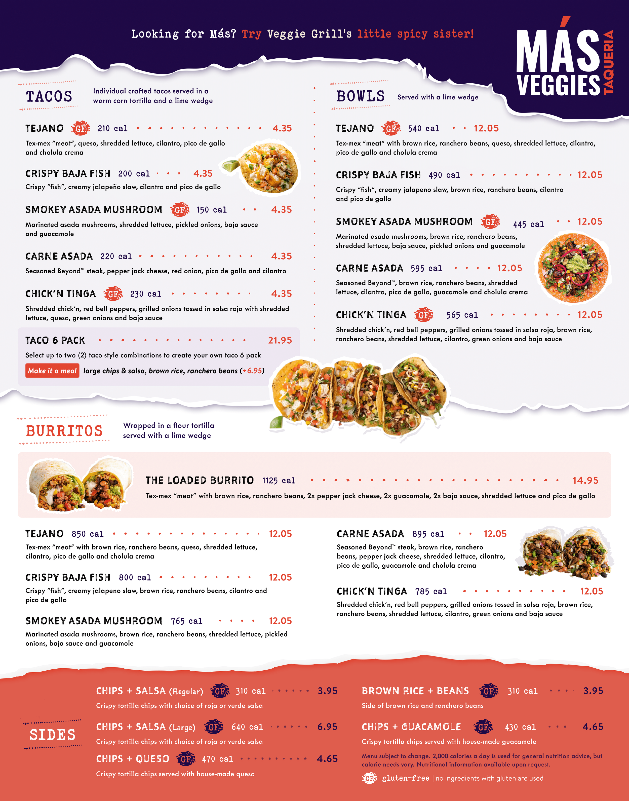 Más Veggies Vegan Taqueria Menu