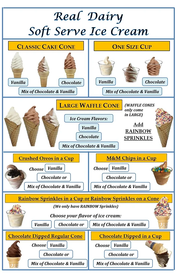Cruising Cones Menu