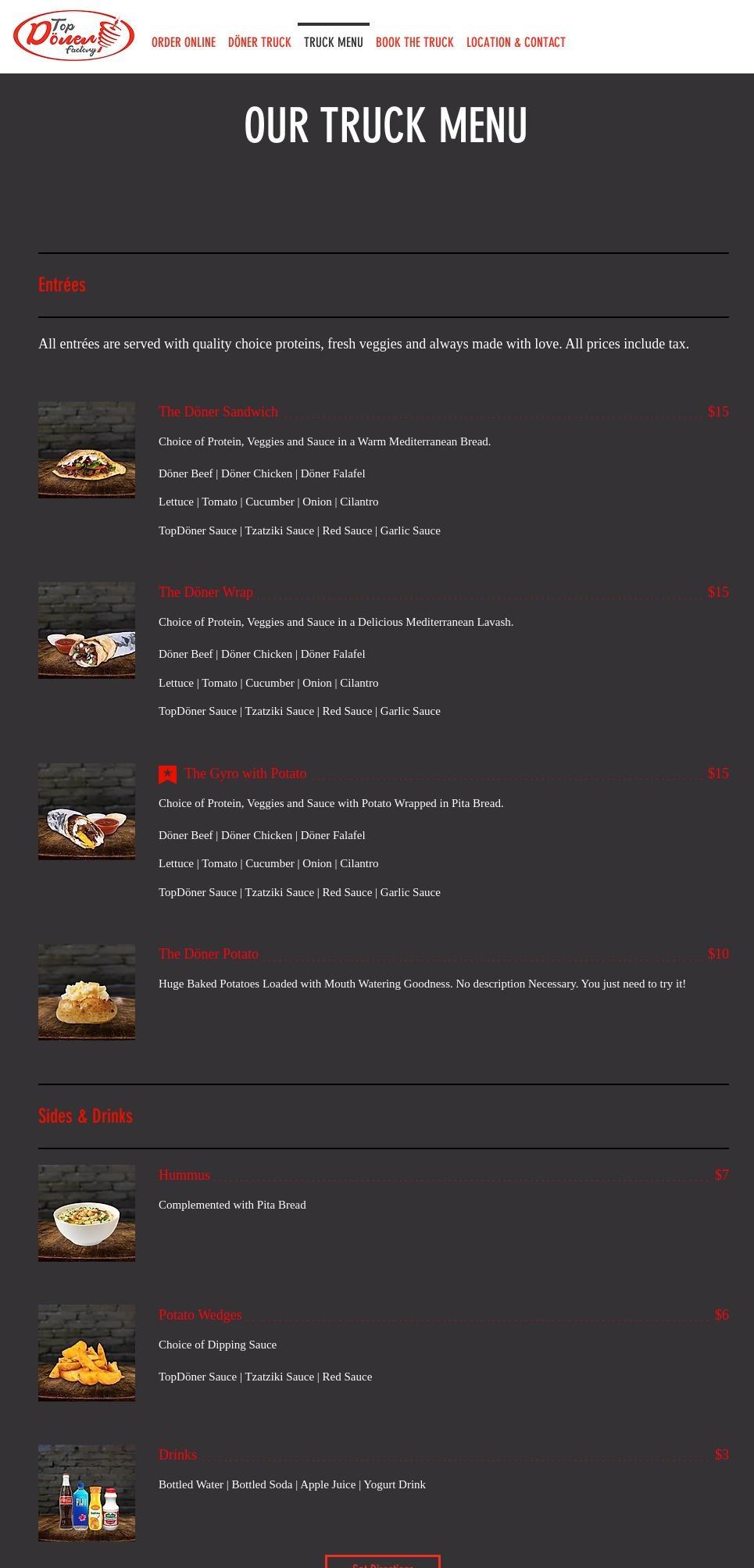 Top Doner Factory Menu