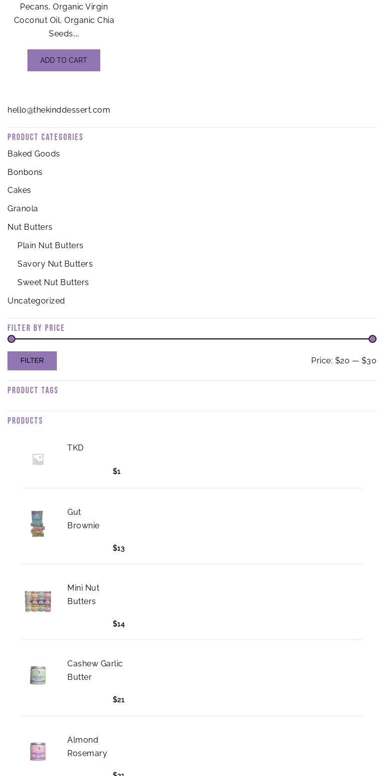 The Kind Dessert Menu