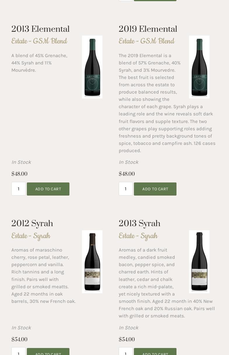 Larner Vineyard & Winery Tasting Room Menu