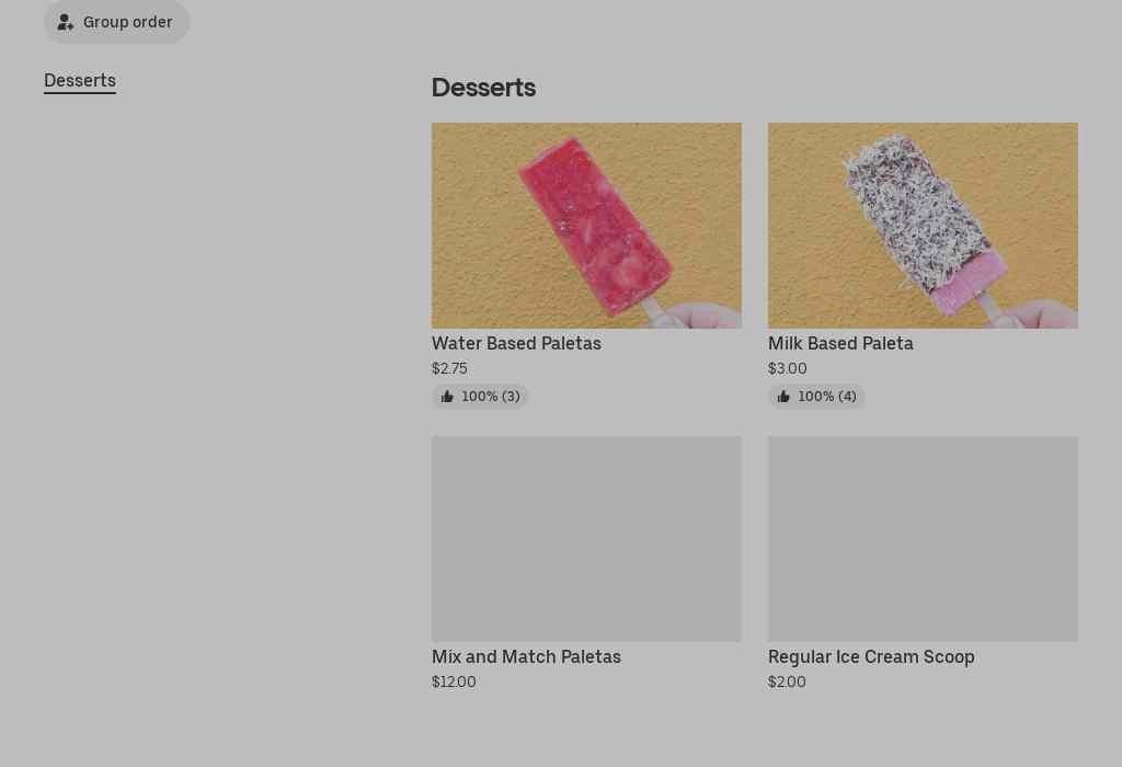 Andrade's Ice Cream Bars Menu