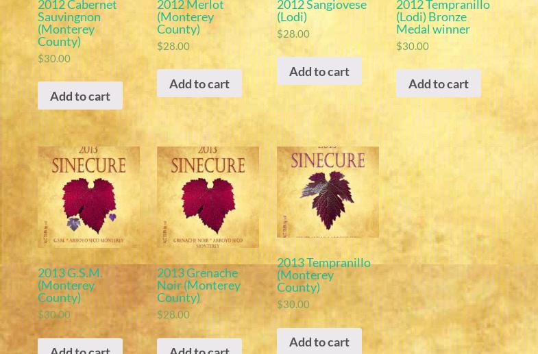 Sinecure Wine LLC Menu