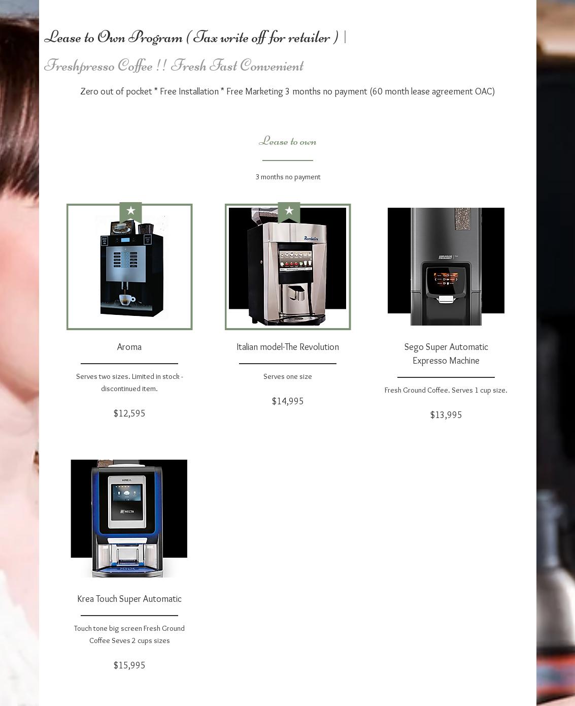 freshpresso coffee Menu