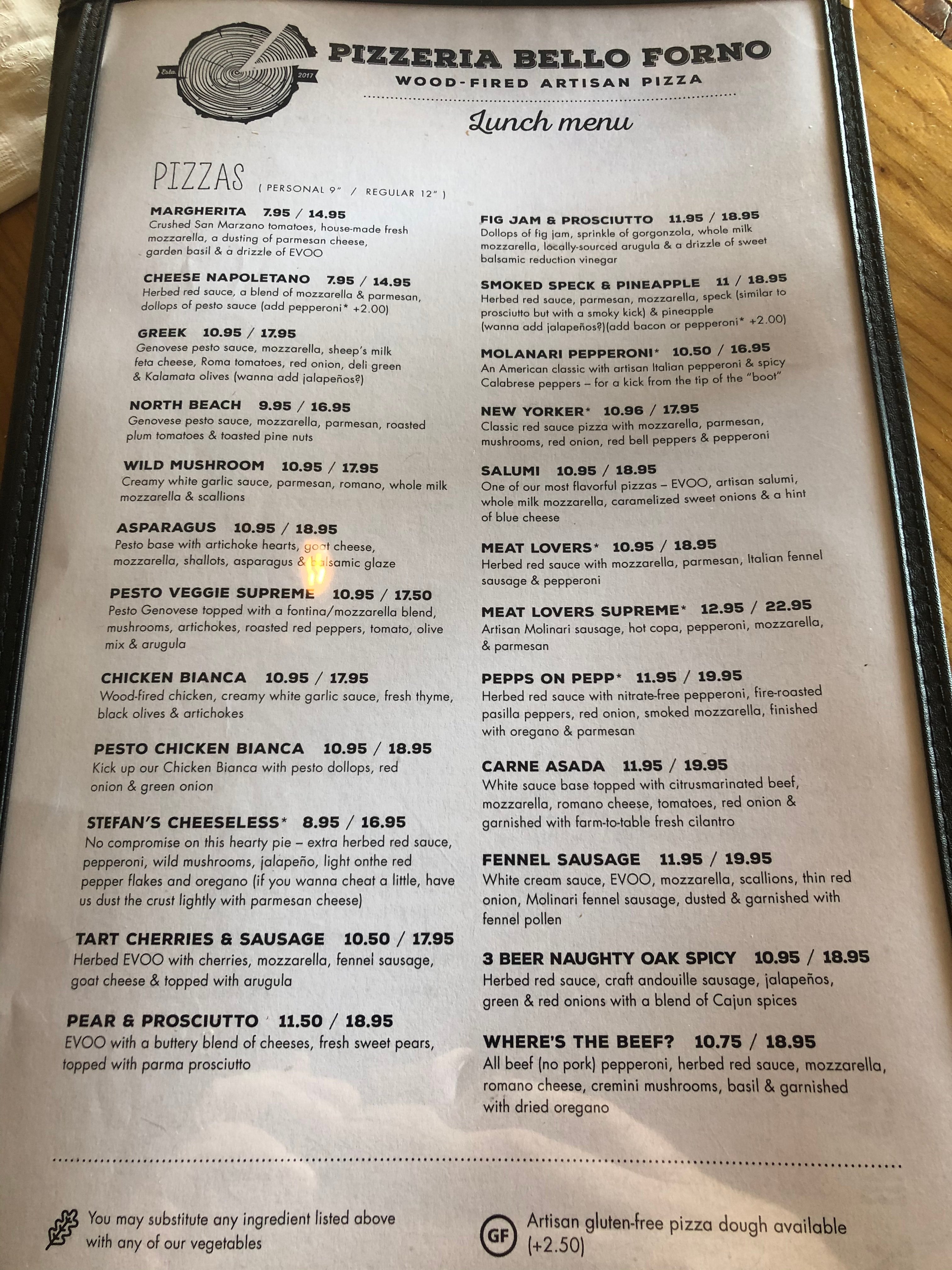 Elmer's Menu