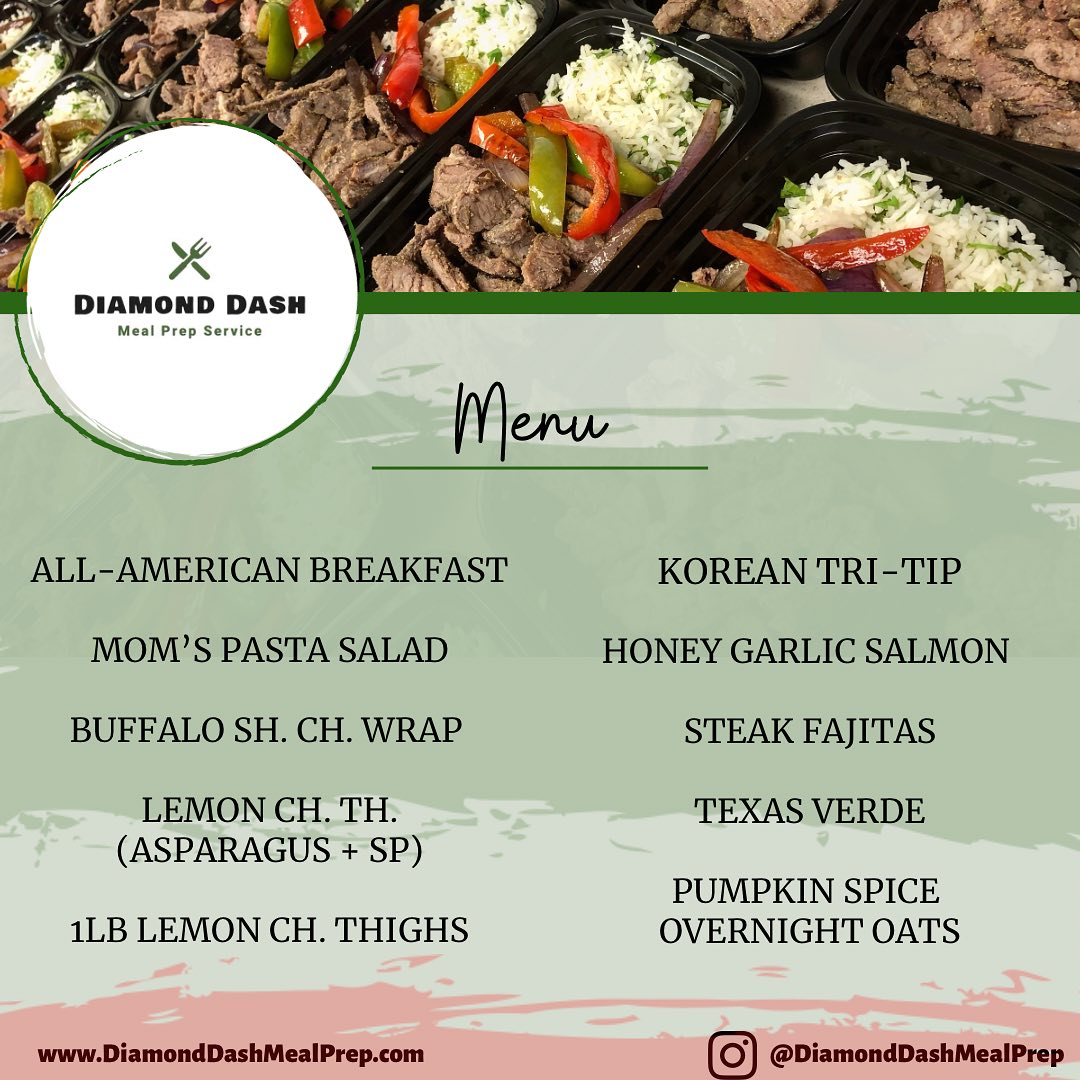 Diamond Dash Meal Prep Service Menu