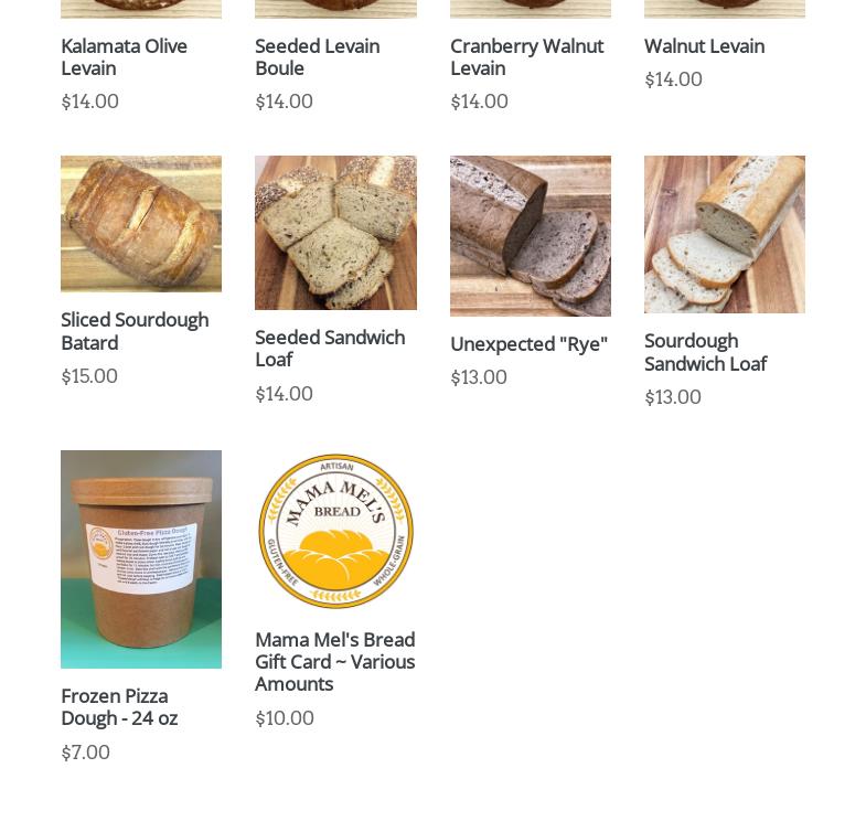 Mama Mel's Bread Menu