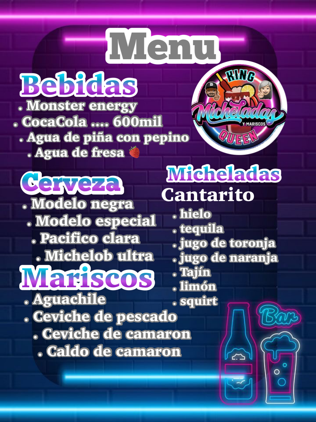 Miche_kingQueen23 Menu