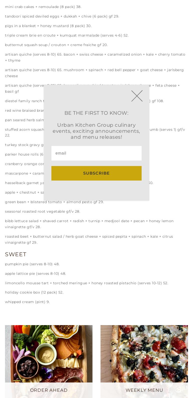 Waters Catering operated by Urban Kitchen Catering Menu