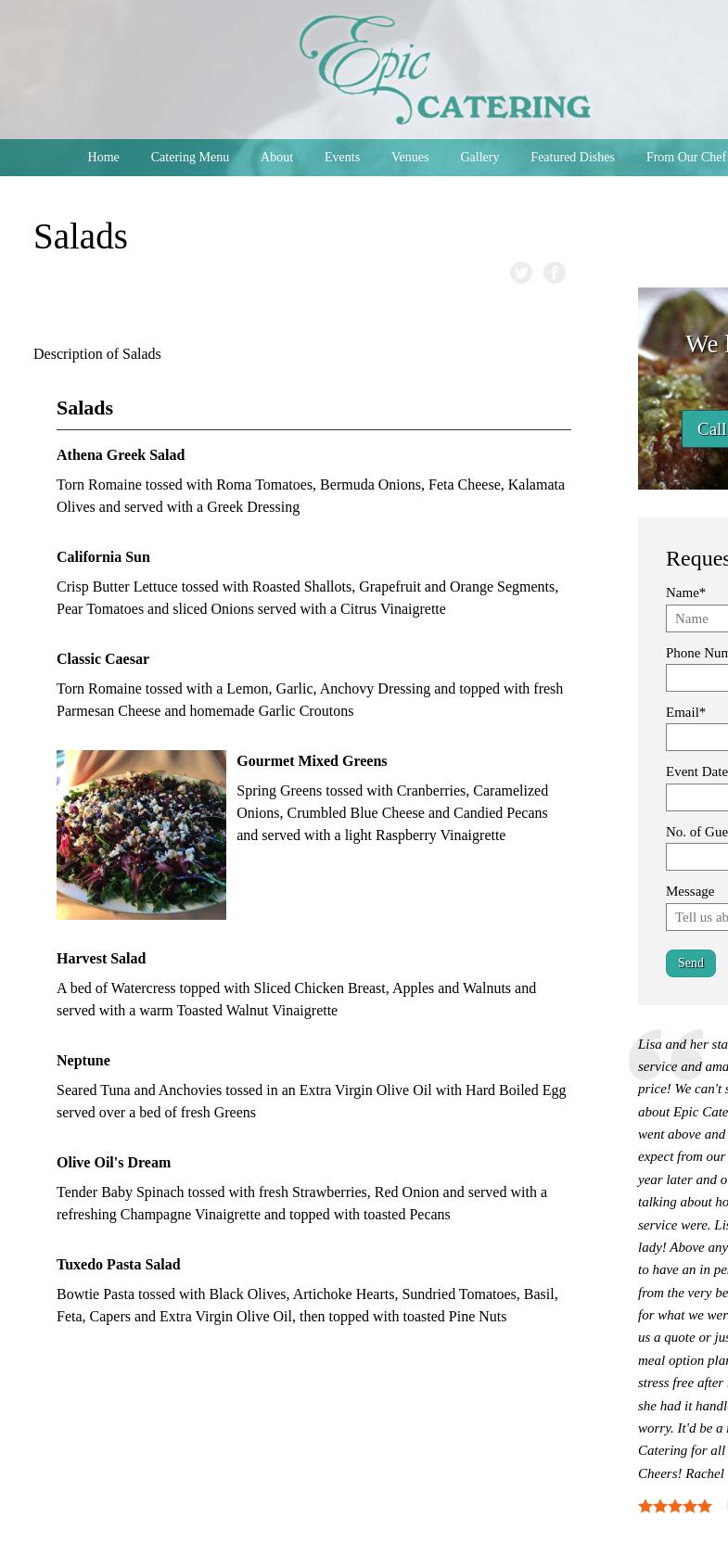 Epic Catering Menu