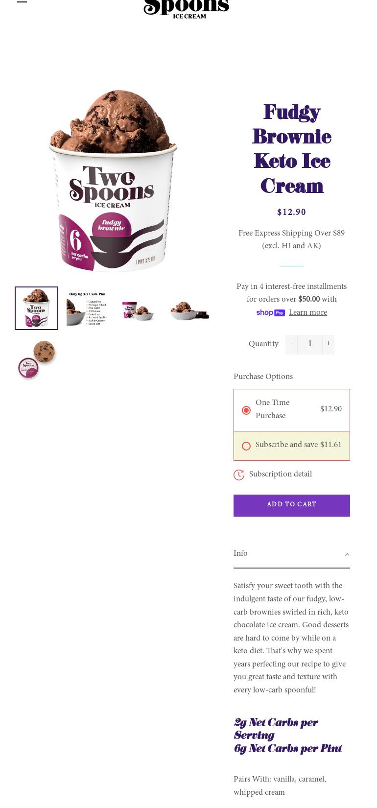 Two Spoons Creamery Menu