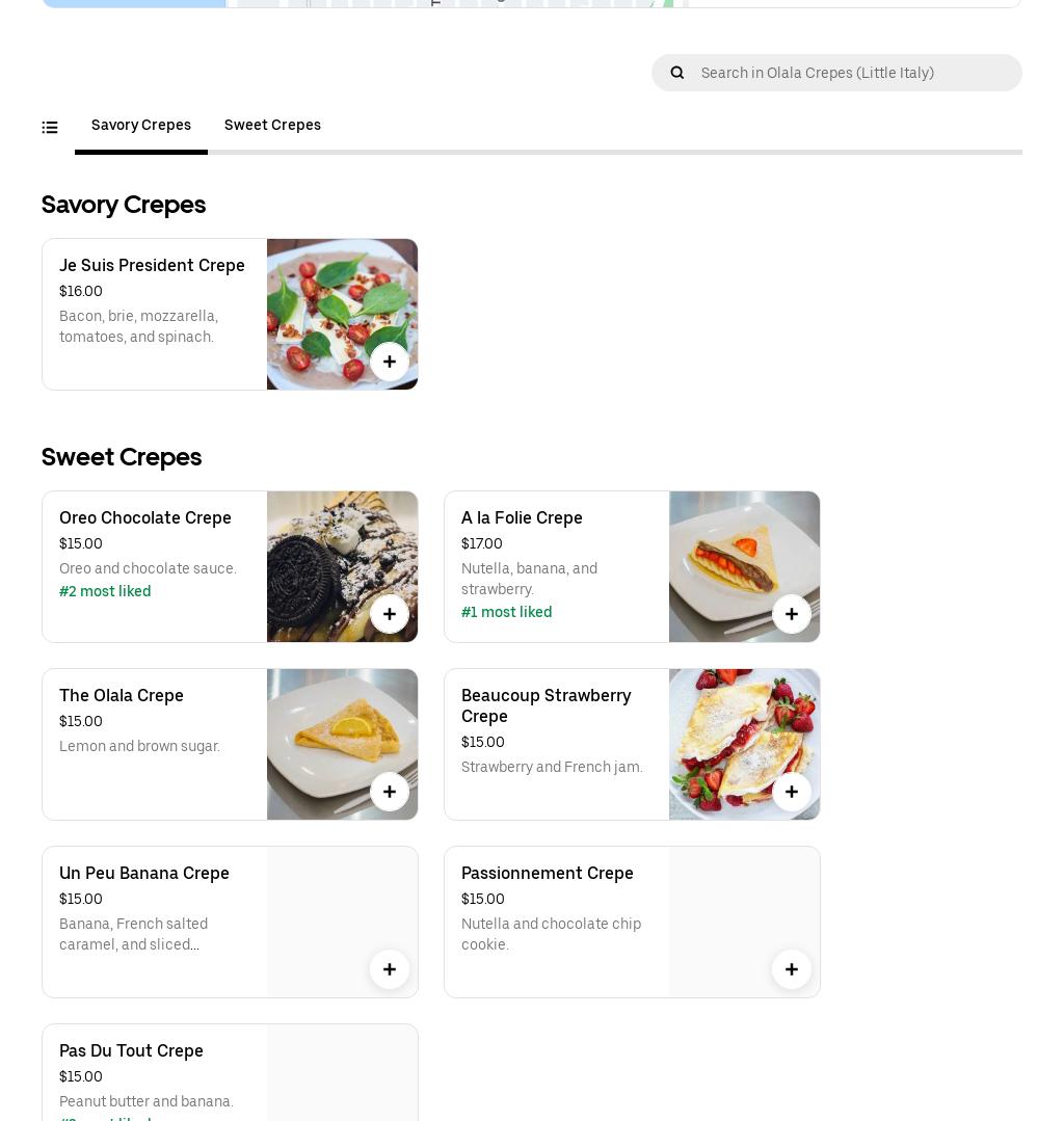 Olala Crepes Menu