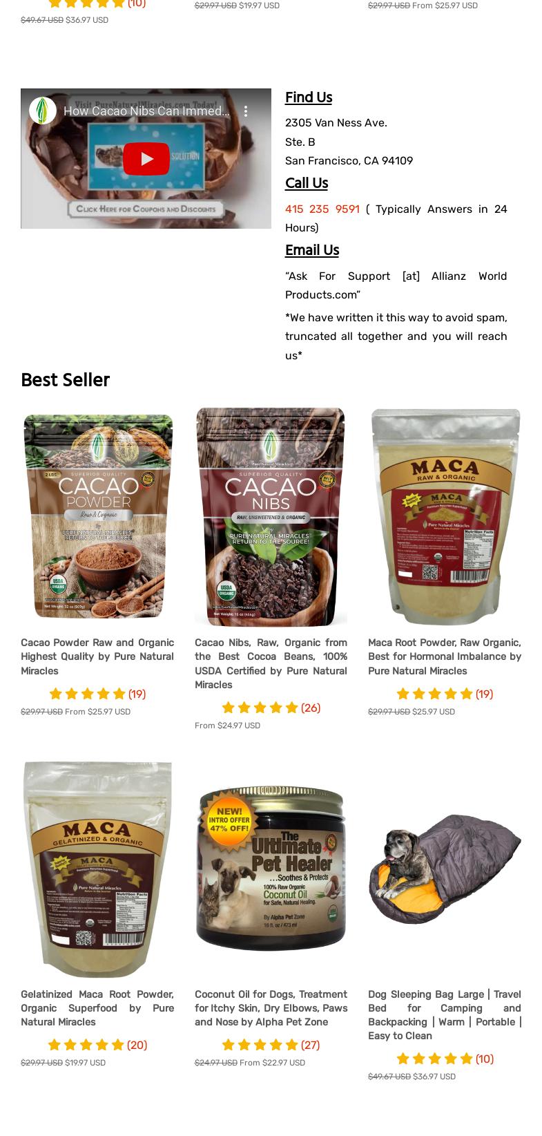 Pure Natural Miracles Menu