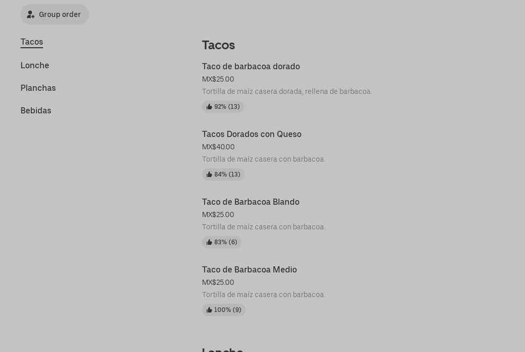 Tacos y barbacoa don José Menu