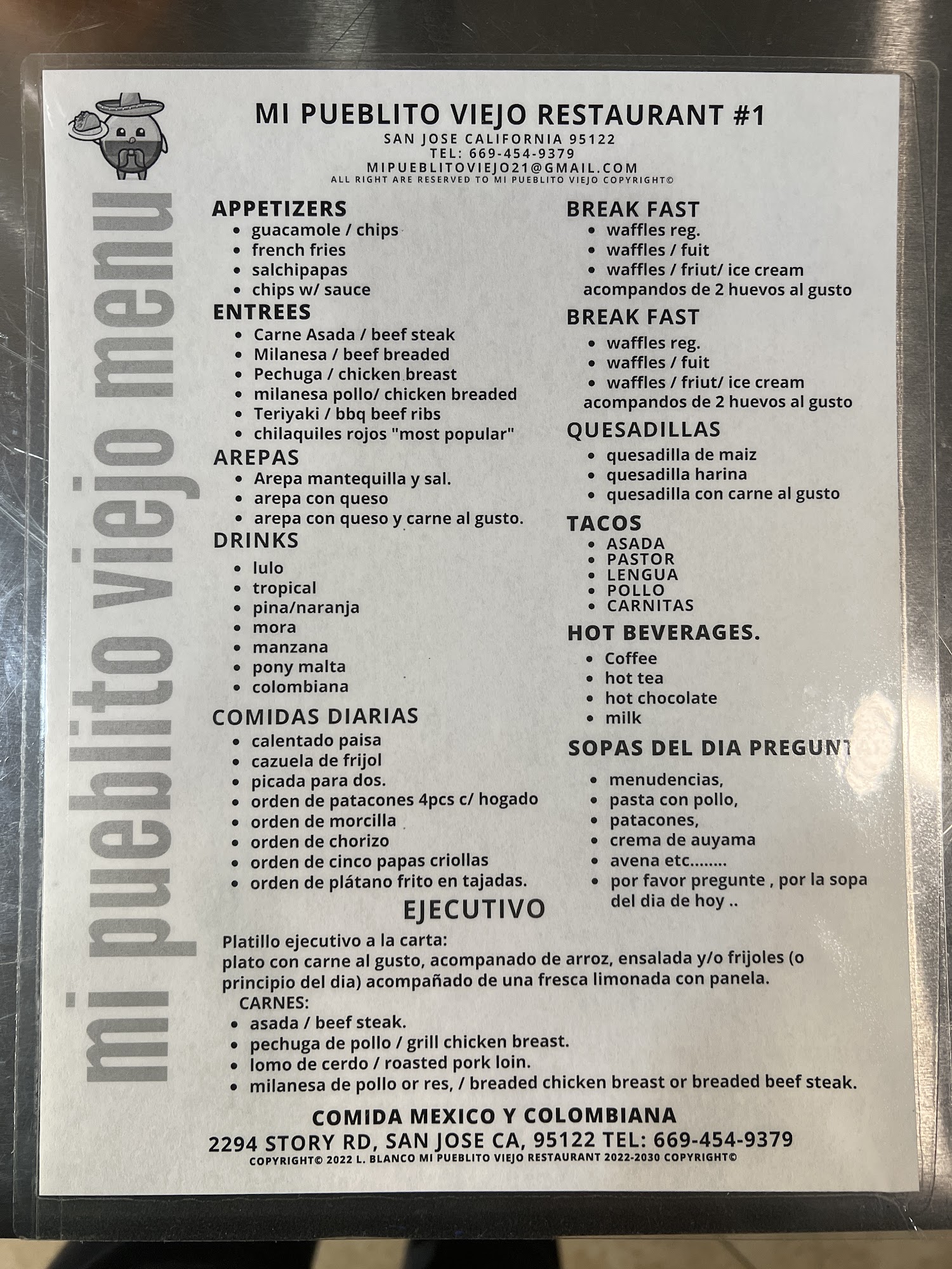 MI PUEBLITO VIEJO RESTAURANT Menu