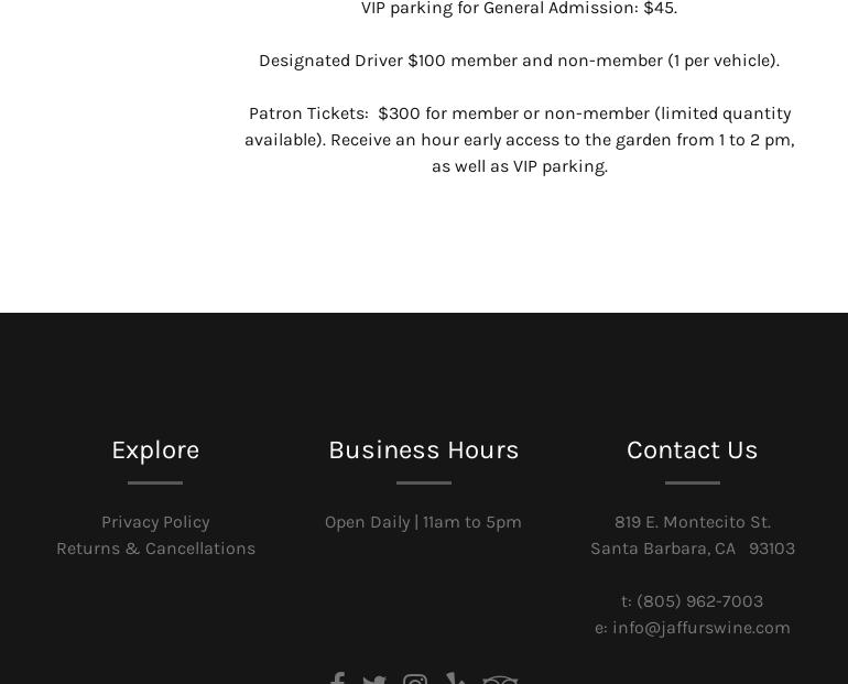 Jaffurs Wine Cellars Menu