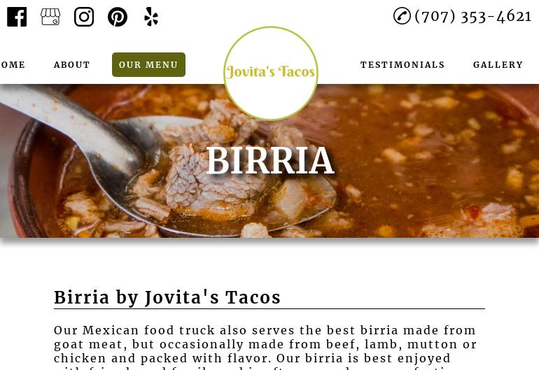 Jovita tacos Menu